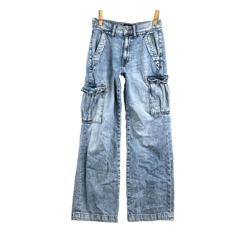 Aeropostale Cargo Jeans Womens XS Short Denim Baggy‎ Skater Streetwear Outdoor